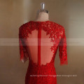 Short Sleeve Mermaid See Through Suzhou Wedding Dress Red